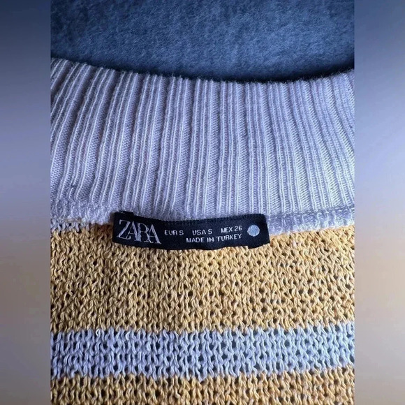 Zara sleeveless vneck yellow striped sweater NWOT size S - Picture 7 of 8